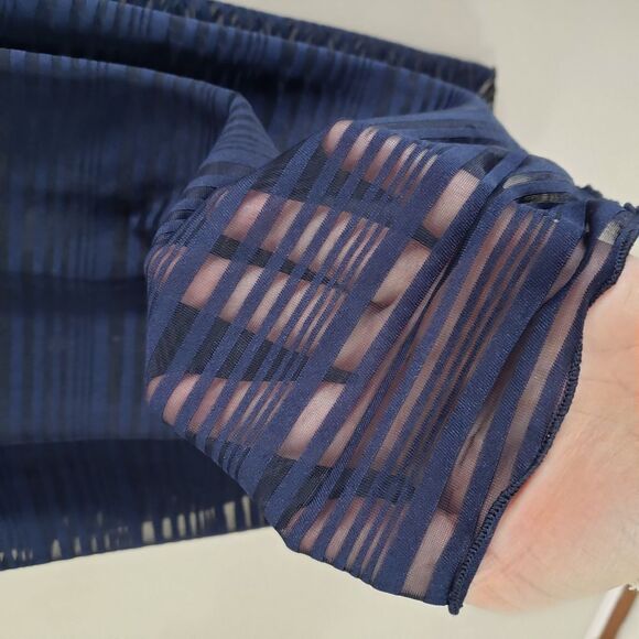 Jordan Taylor Medium Navy Blue Sheer Striped Sleeveless Swim Coverup NWT - Picture 3 of 6